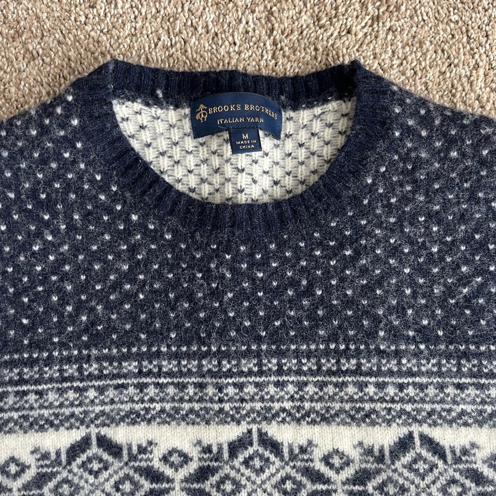 Brooks Brothers Navy and White Crewneck Sweater - Picture 2 of 3